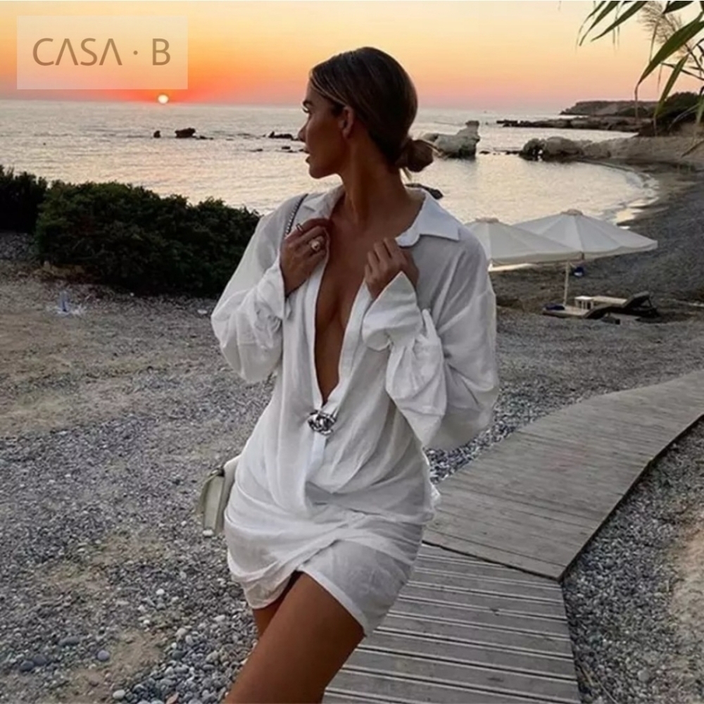 CASA B White Mini Shirt Dress